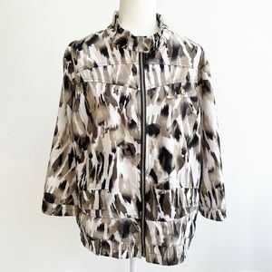Zenergy by Chico’s | Watercolor Print Lightweight Zip-Up 3/4-Sleeve Jacket